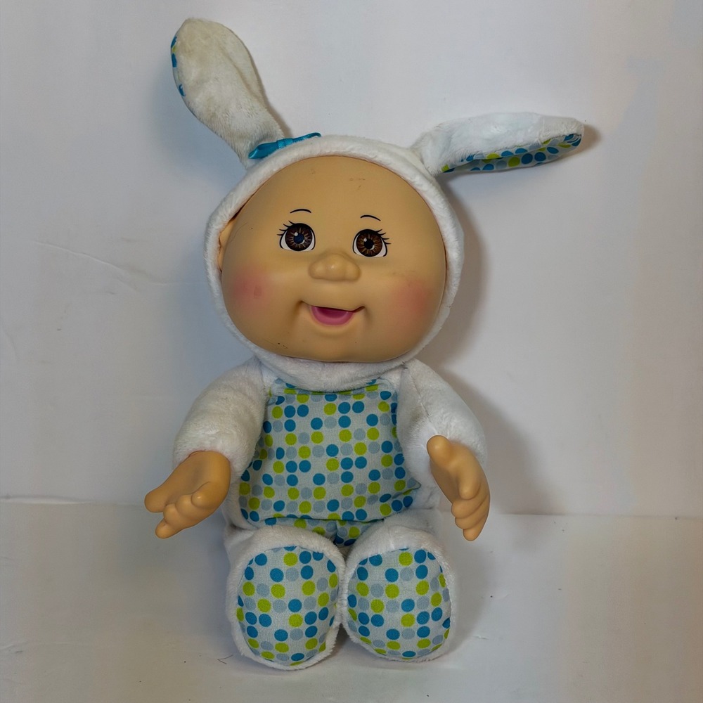 Cabbage Patch Kids Cuties Bunny Rabbit Plush Doll White Polka Dot 2021‎ Jazwares